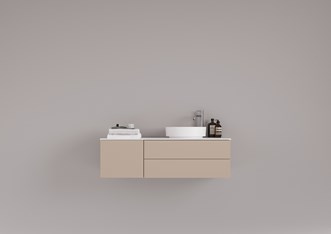 AIR Solid 120 A, Sand NCS S 3005 Y20R ja pöytätaso Plain White.
