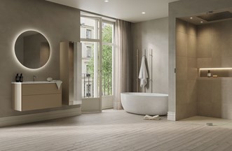 Grand Solid 100 NCS S 4005-Y20R Loox 90 peili ja peiliovellinen korkea kaappi Twin.