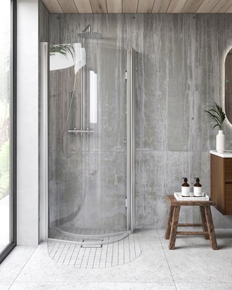 Linc Monument Pile säilytysjärjestelmällä sävyssä Matte Brushed, sisäänpäin taitettuna.