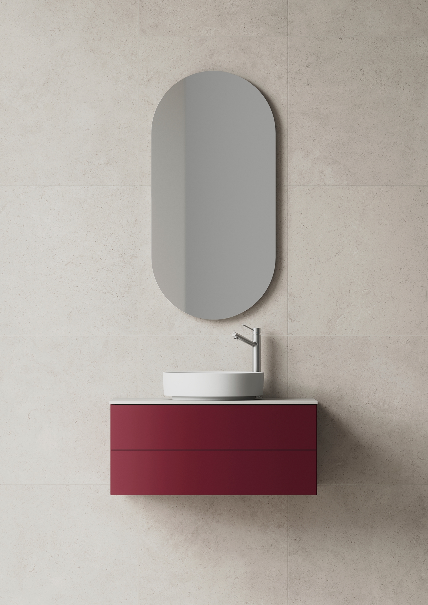 Kommod för badrum i en röd NCS-färg