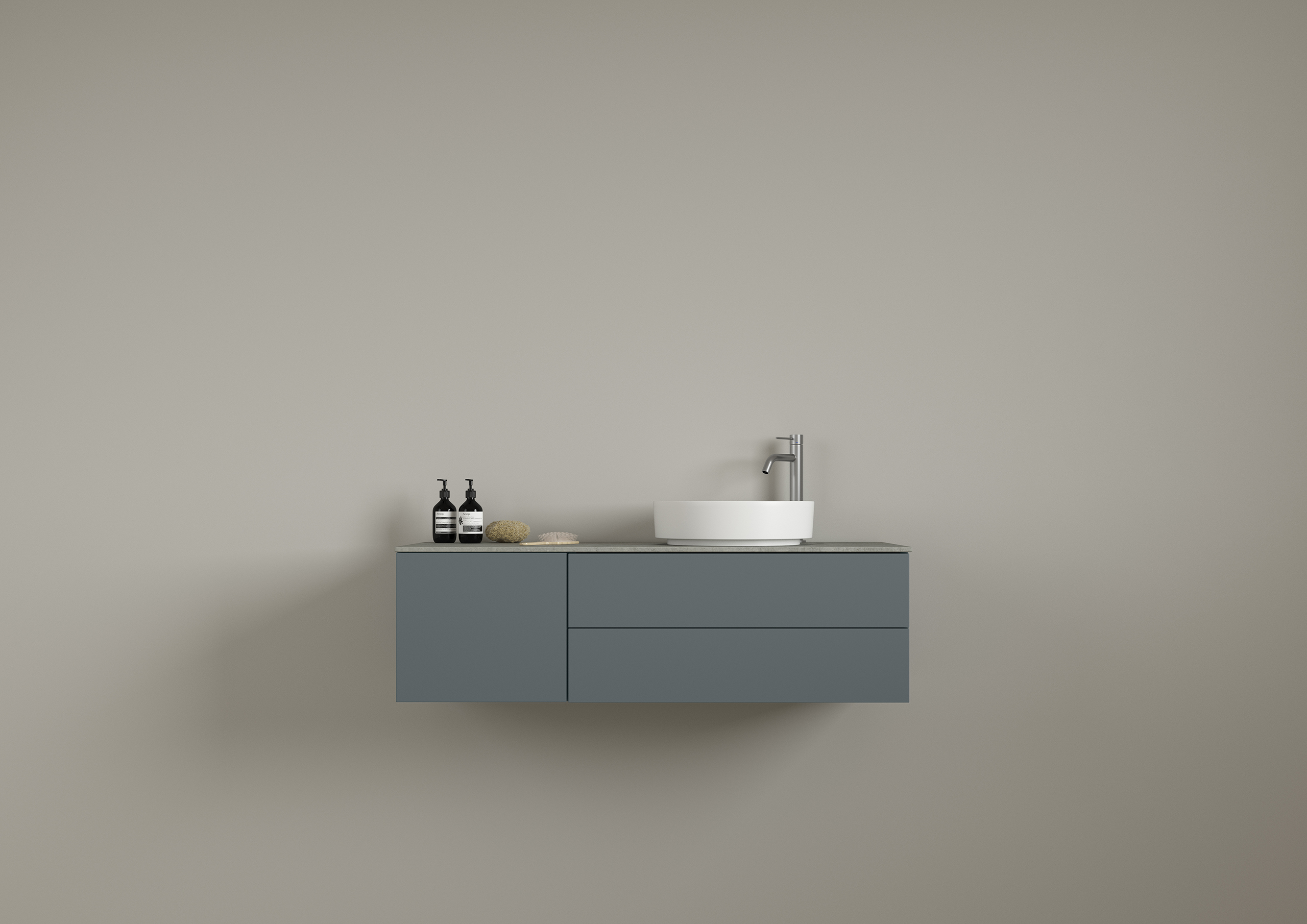 AIR Solid 120 A, Ocean NCS S 6005 B20G ja pöytätaso Raw Concrete.
