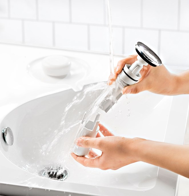 Vesilukko Easy-Clean. Nosta vain ylös ja huuhtele.